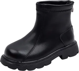 Kids Girls Classic Water Proof Work Ankle Boot Solid Color PU Leather Outdoor Hiking Shoes for Boots Toddler 9