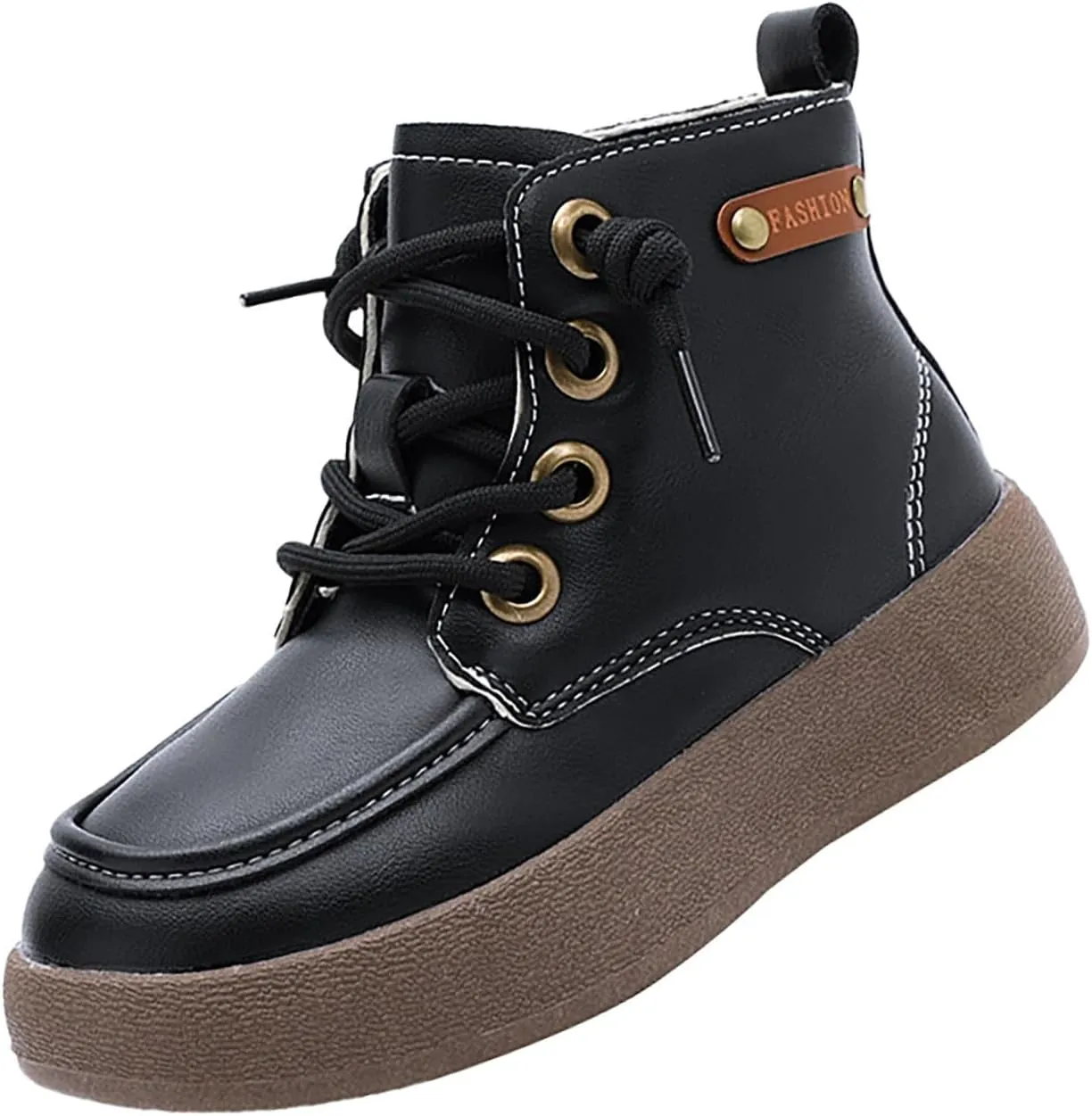 Kids School Ankle Boots for Little Child Classic Water-Proof Comfort Work Boot Unisex Lace-Up Outdoor Hiking Shoes