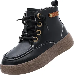 Kids School Ankle Boots for Little Child Classic Water-Proof Comfort Work Boot Unisex Lace-Up Outdoor Hiking Shoes