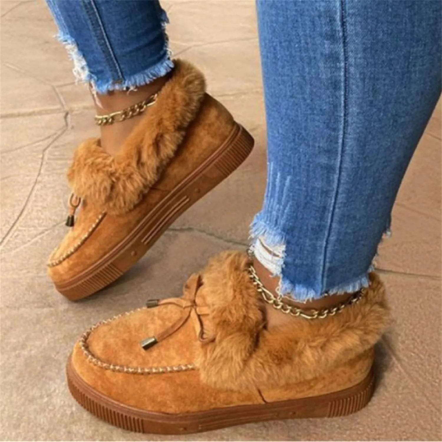 Ladmiple Snow Boots For Women Wide Width Winter Warm Ankle Booties Lace Up Outdoor Fur Lined Comfortable Fashion Shoes