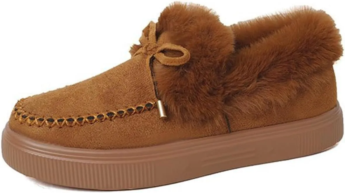 Ladmiple Snow Boots For Women Wide Width Winter Warm Ankle Booties Lace Up Outdoor Fur Lined Comfortable Fashion Shoes
