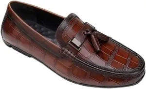 Lightweight Fashion Mens Loafers Solid Color Stone Pattern Tassel Driving Loafers Anti-Slip Flat Heel