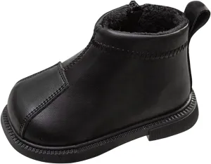 Little Boys Girls Classic Ankle Boots Toddler Water-proof PU Leather Fall Winter Simple Outdoor Hiking Snow Shoes