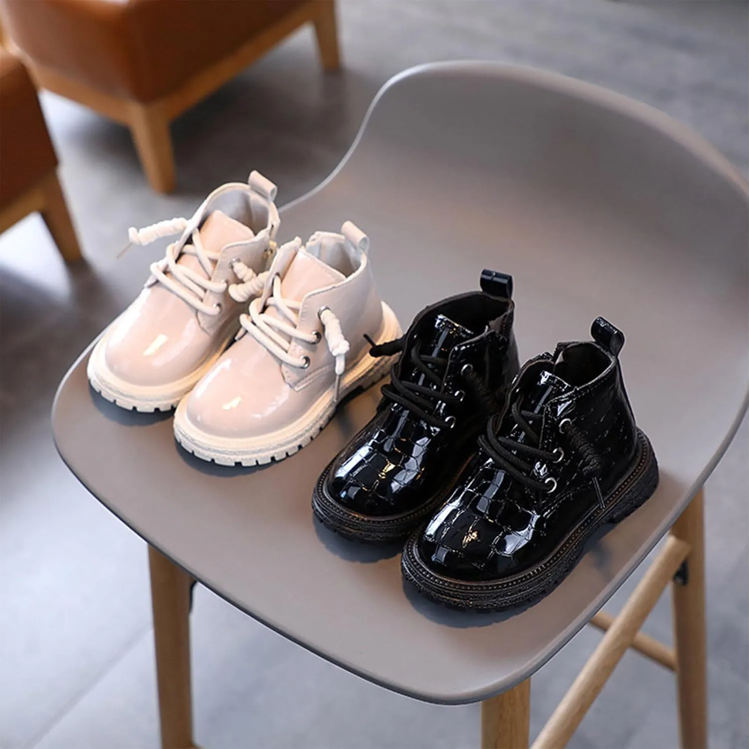 Little Girls Braided Ankle Boots Chunky Low Heel Casual helsea Booties Outdoor Hiking Boots Walking Work Boot