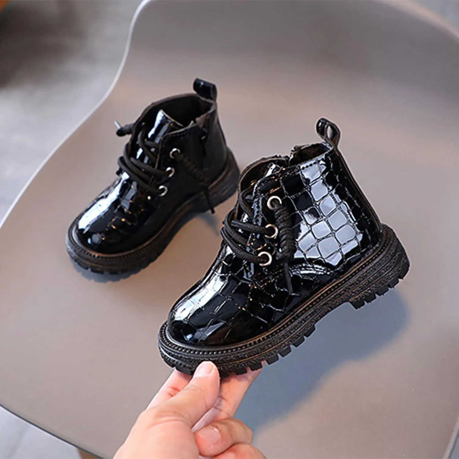 Little Girls Braided Ankle Boots Chunky Low Heel Casual helsea Booties Outdoor Hiking Boots Walking Work Boot
