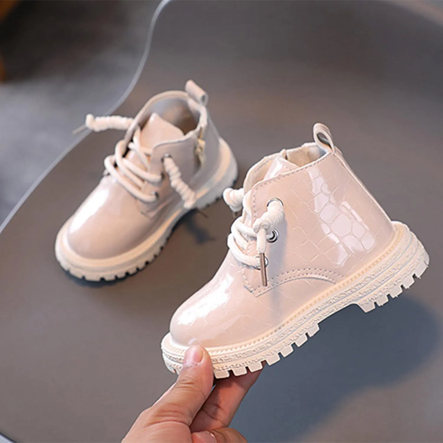 Little Girls Braided Ankle Boots Chunky Low Heel Casual helsea Booties Outdoor Hiking Boots Walking Work Boot
