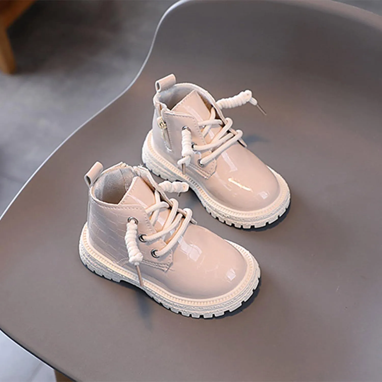 Little Girls Braided Ankle Boots Chunky Low Heel Casual helsea Booties Outdoor Hiking Boots Walking Work Boot