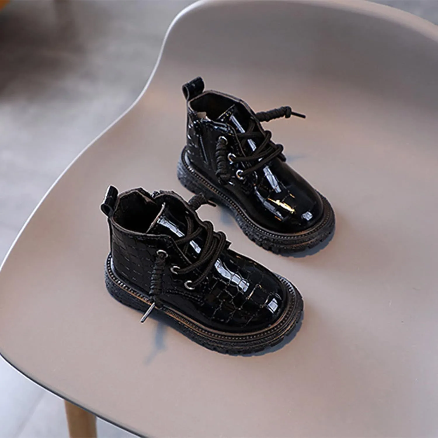 Little Girls Braided Ankle Boots Chunky Low Heel Casual helsea Booties Outdoor Hiking Boots Walking Work Boot