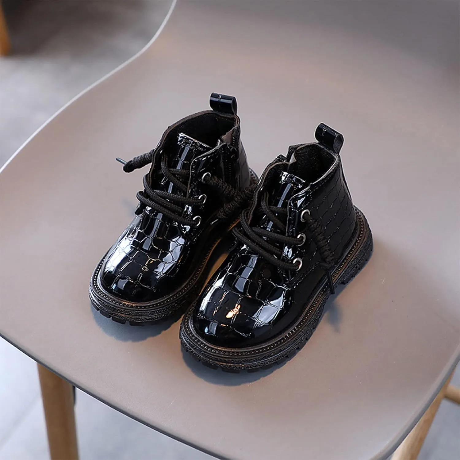 Little Girls Braided Ankle Boots Chunky Low Heel Casual helsea Booties Outdoor Hiking Boots Walking Work Boot