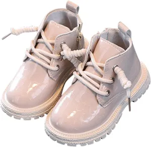 Little Girls Braided Ankle Boots Chunky Low Heel Casual helsea Booties Outdoor Hiking Boots Walking Work Boot