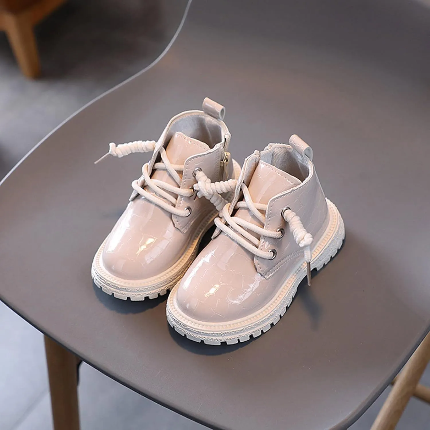 Little Girls Braided Ankle Boots Chunky Low Heel Casual helsea Booties Outdoor Hiking Boots Walking Work Boot