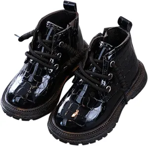 Little Girls Braided Ankle Boots Chunky Low Heel Casual helsea Booties Outdoor Hiking Boots Walking Work Boot