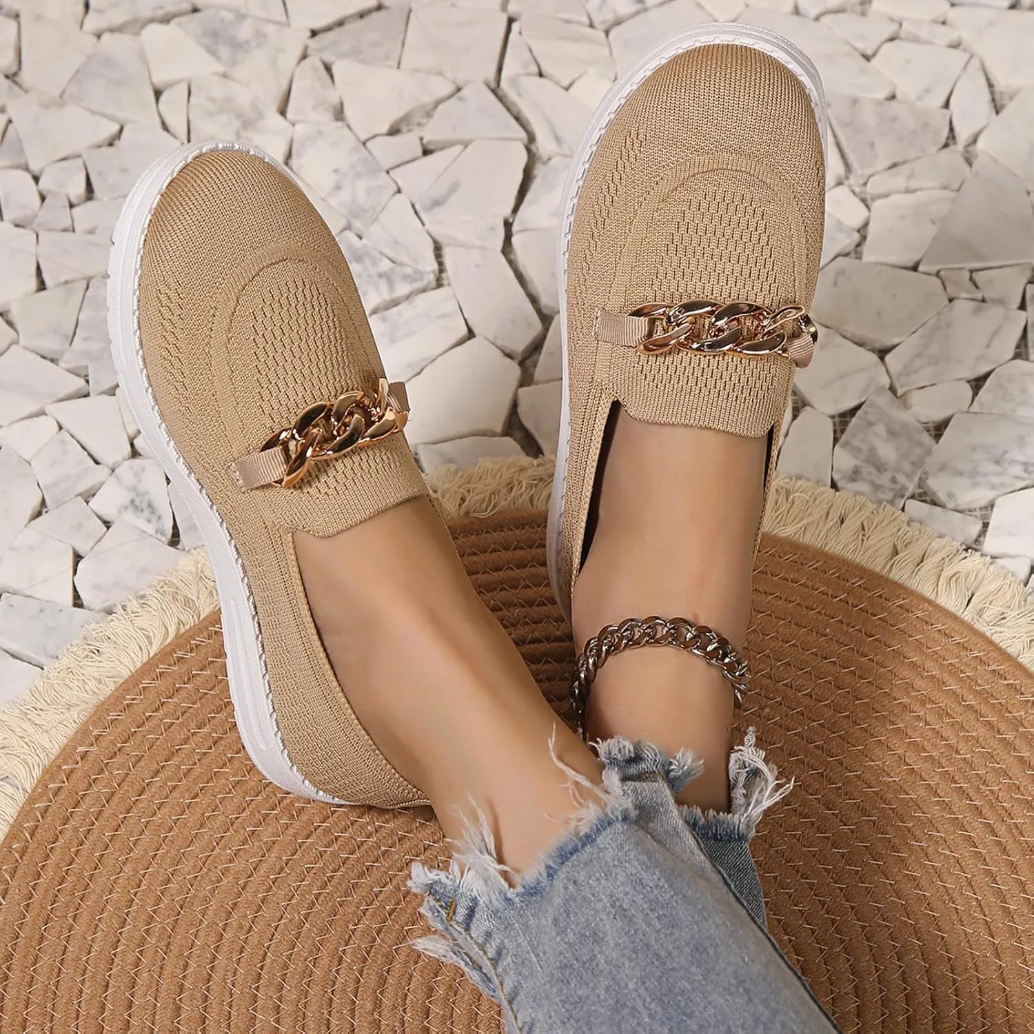 Loafers for Women Breathable Orthopedic Sneakers Trendy Mesh Walking Shoes Athletic Wide Width Sneakers Tennis Shoes