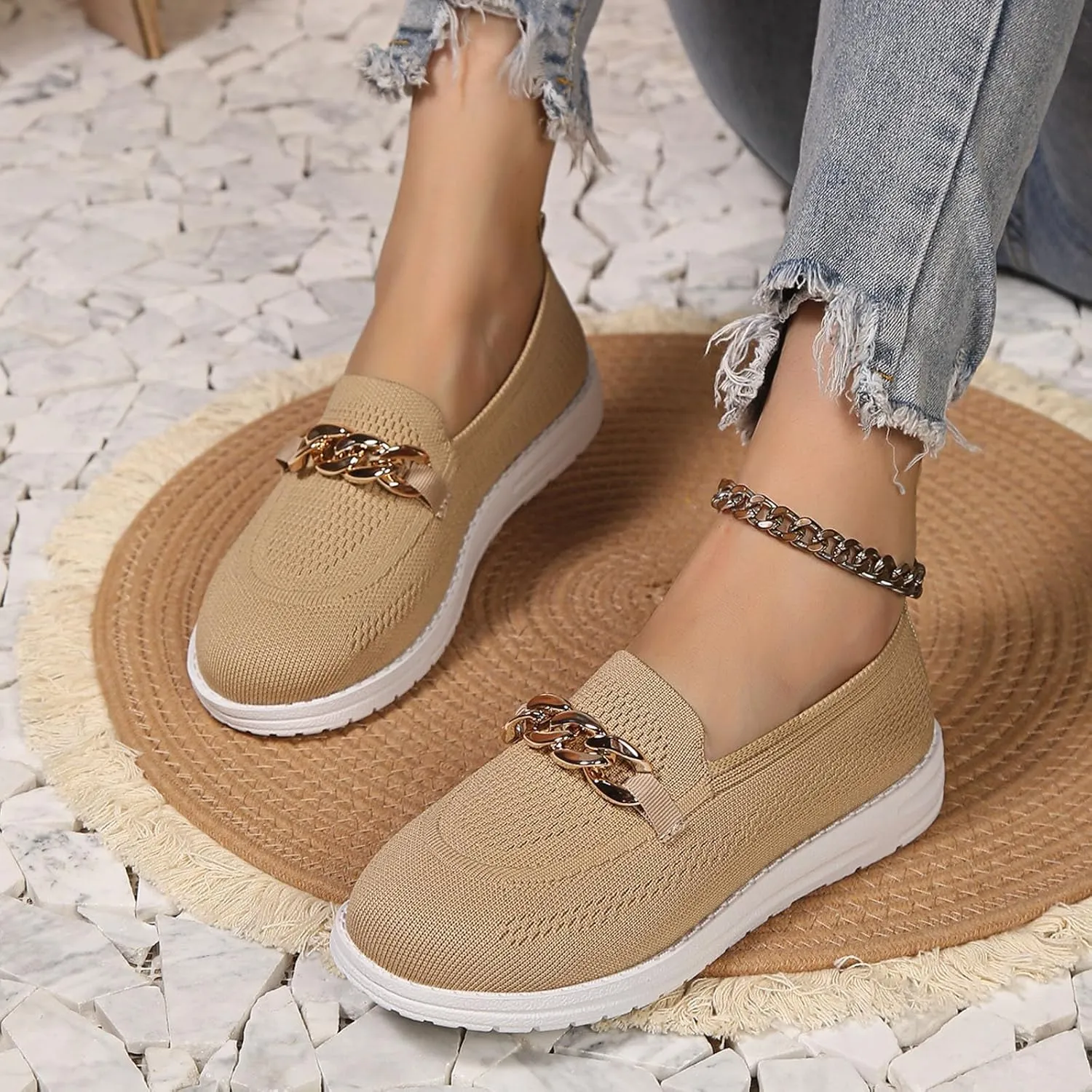 Loafers for Women Breathable Orthopedic Sneakers Trendy Mesh Walking Shoes Athletic Wide Width Sneakers Tennis Shoes