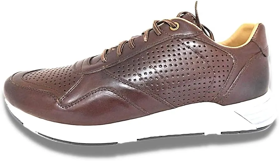 Low Down Men's Genuine Leather Perforated Sneaker