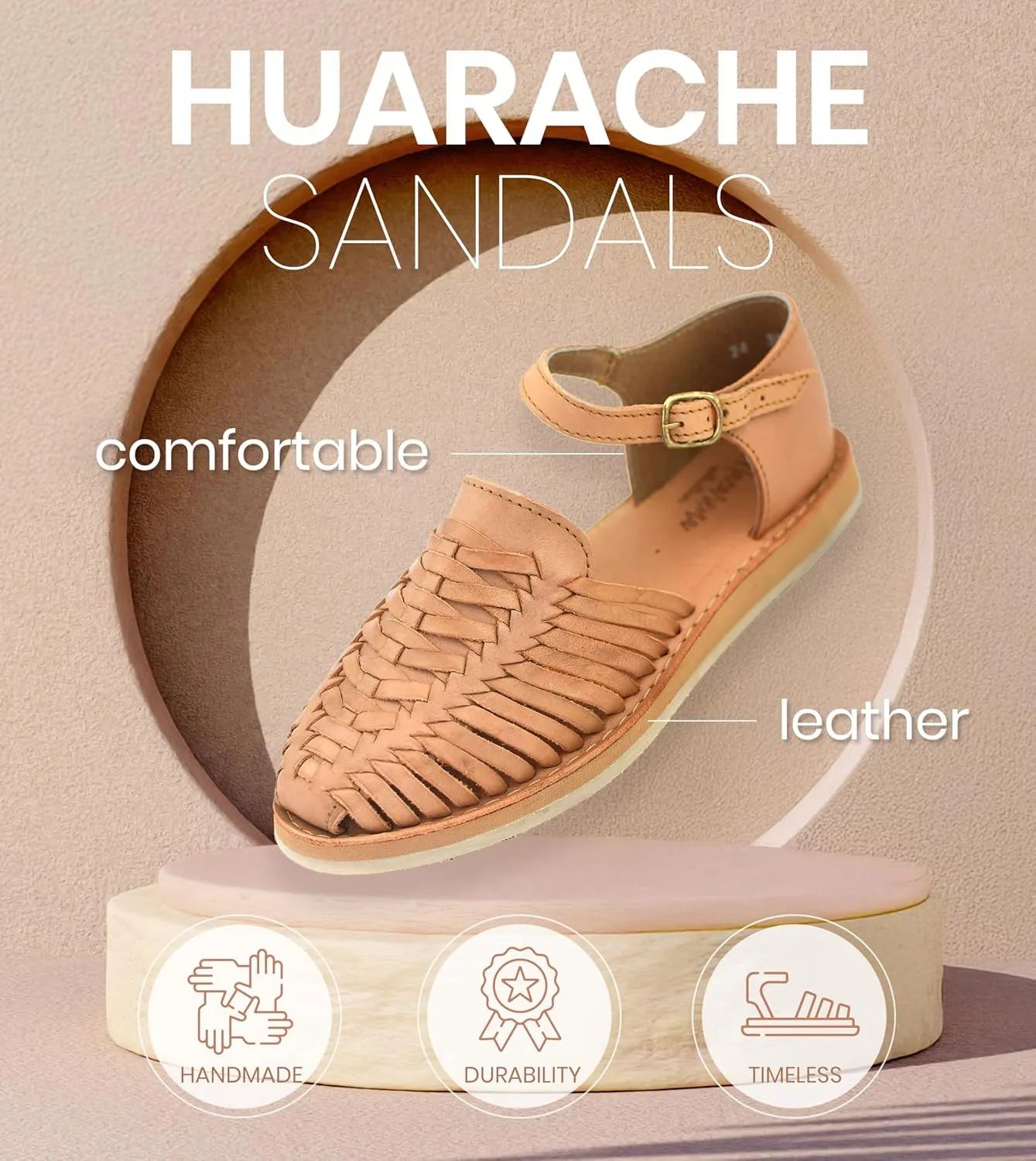 Macarena Collection Womens Shoes Leather Sandals Ankle for Women | Huarache Handmade Mexican Sandals Women | Comfortable & Stylish Womens Sandals 3050 Ankle Strap