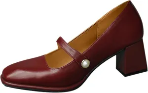 Mary Jane Shoes Women Block Heel Dress Shoes Casual Closed Toe Pumps Chunky Mary Janes Heels Elegant Office Loafers