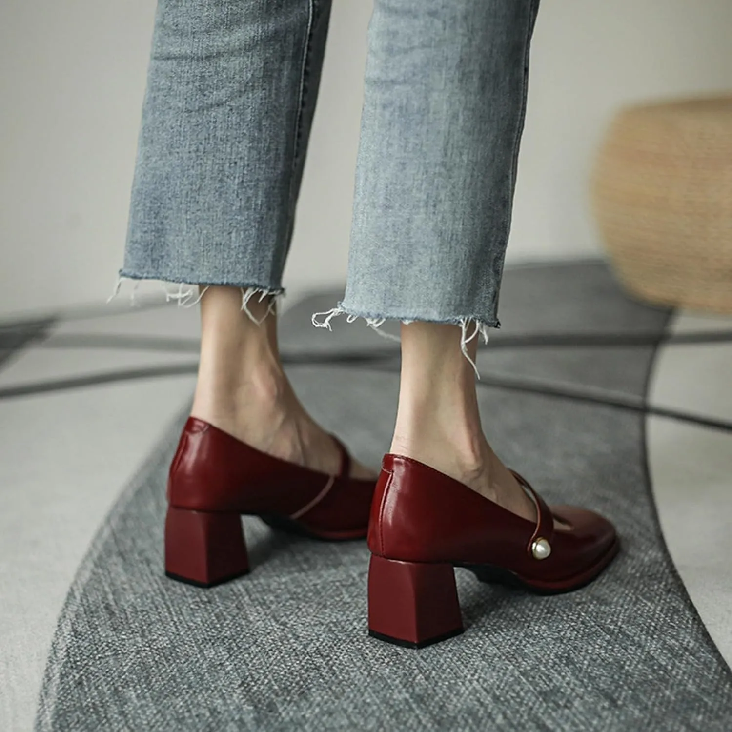 Mary Jane Shoes Women Block Heel Dress Shoes Casual Closed Toe Pumps Chunky Mary Janes Heels Elegant Office Loafers
