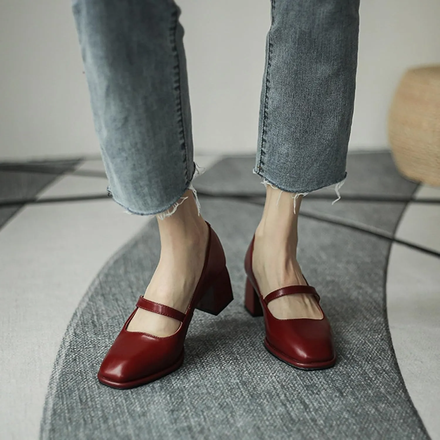 Mary Jane Shoes Women Block Heel Dress Shoes Casual Closed Toe Pumps Chunky Mary Janes Heels Elegant Office Loafers