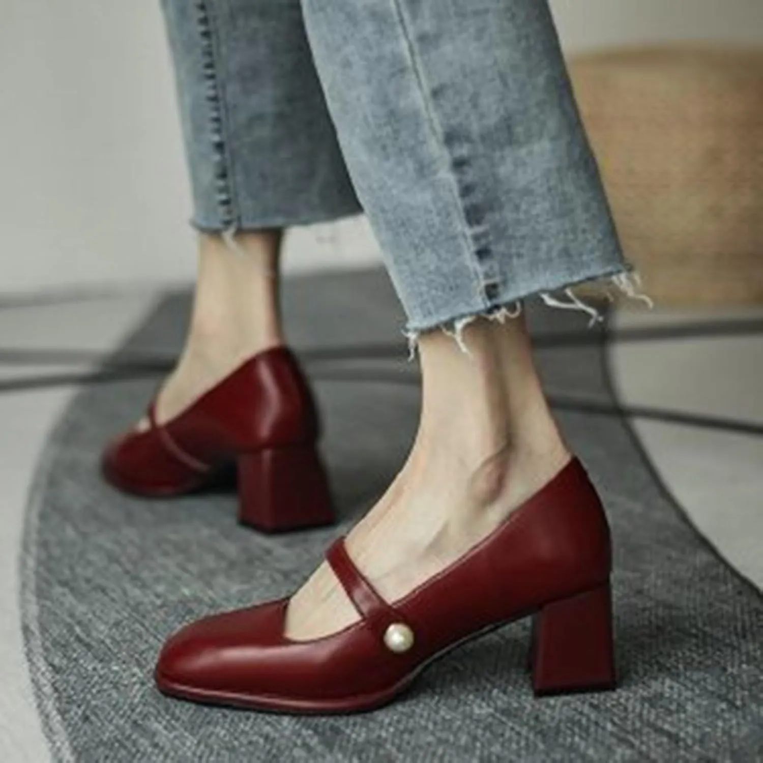 Mary Jane Shoes Women Block Heel Dress Shoes Casual Closed Toe Pumps Chunky Mary Janes Heels Elegant Office Loafers