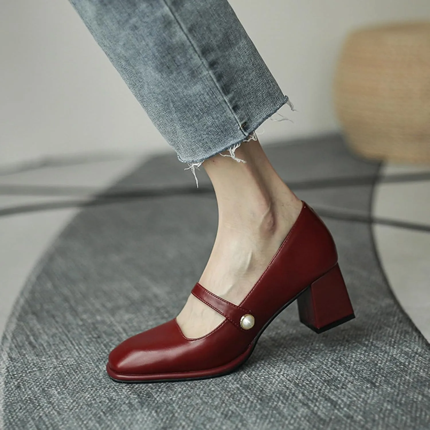 Mary Jane Shoes Women Block Heel Dress Shoes Casual Closed Toe Pumps Chunky Mary Janes Heels Elegant Office Loafers