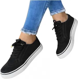Masbird Women's Fashion Sneakers Fashion Sneakers for Women Womens Canvas Sneakers Low Top Lace Up Slip on Walking Shoes Canvas Casual Running Shoes Black