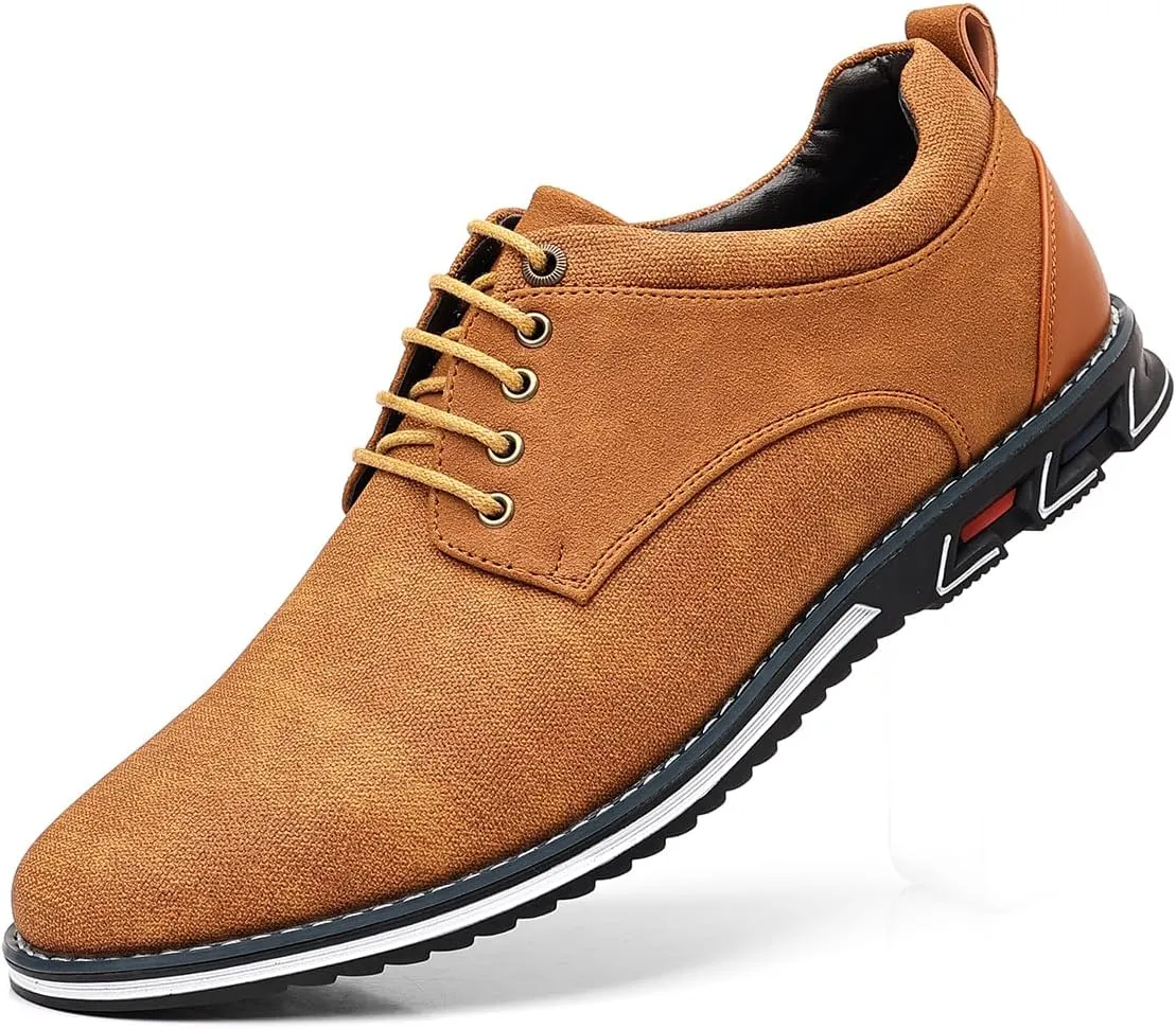 Men's Casual Oxford Shoes, Navy Blue and Black, Lace-up Canvas Sneakers with Contrast Sole (Brown, Adult, Men, 13, Digital, US Shoe System, M (Medium))