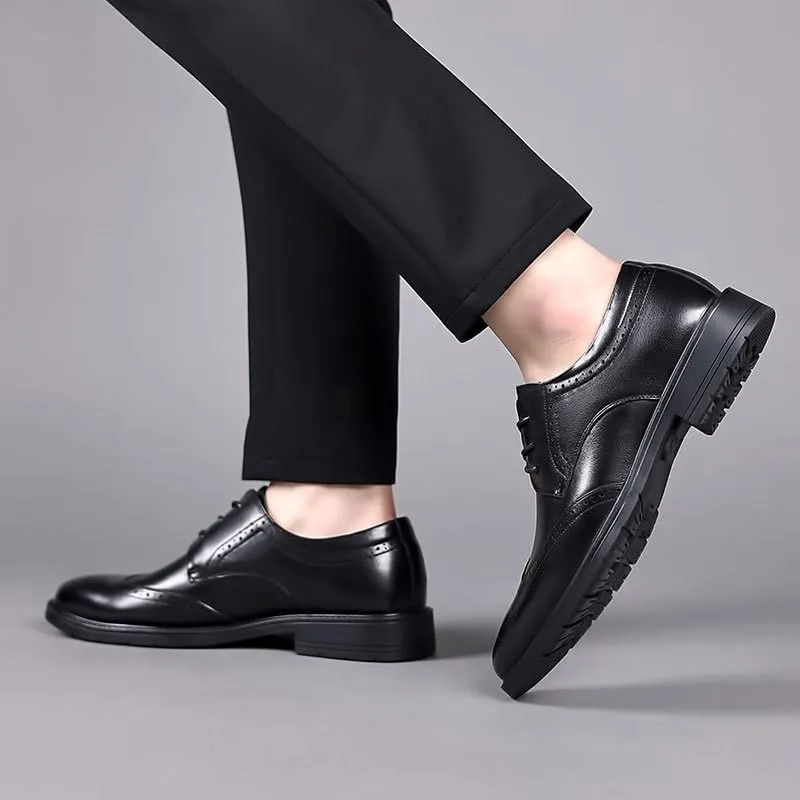 Men's Dress Shoes Formal Business Classic Wingtip Oxford Shoes Fashion Classic Carved Lace Up Leather Low Heels Dress Shoes