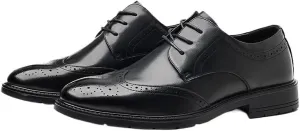 Men's Dress Shoes Formal Business Classic Wingtip Oxford Shoes Fashion Classic Carved Lace Up Leather Low Heels Dress Shoes