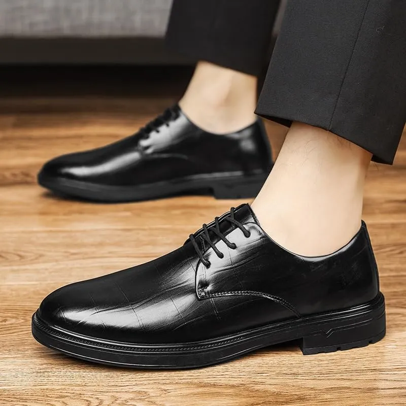 Men's Dress Shoes Mens Faux Patent Leather Classic Lace-up Formal Derby Shoes Mens Casual Tuxedo Oxfords Shoes(8)