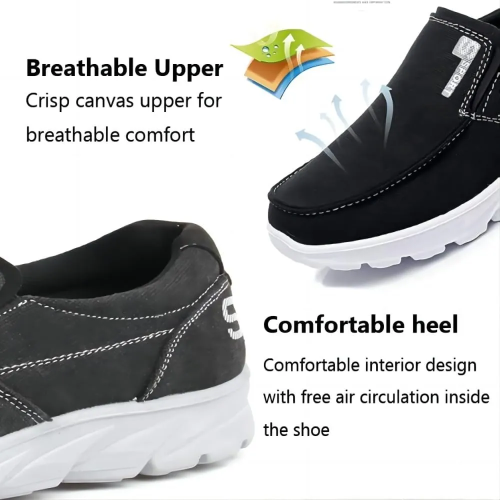 Men's Fashion Canvas Loafers Casual Lightweight Breathable Stretch Flats Outdoor Walking Fit Shoes