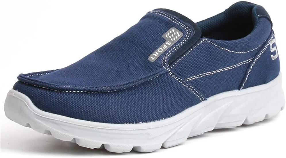 Men's Fashion Canvas Loafers Casual Lightweight Breathable Stretch Flats Outdoor Walking Fit Shoes