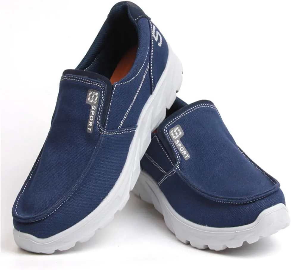Men's Fashion Canvas Loafers Casual Lightweight Breathable Stretch Flats Outdoor Walking Fit Shoes