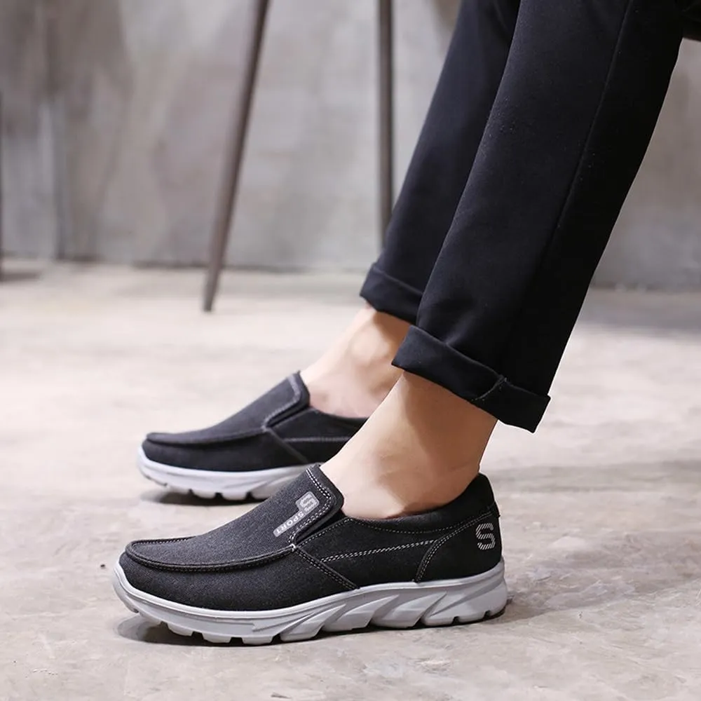 Men's Fashion Canvas Loafers Casual Lightweight Breathable Stretch Flats Outdoor Walking Fit Shoes
