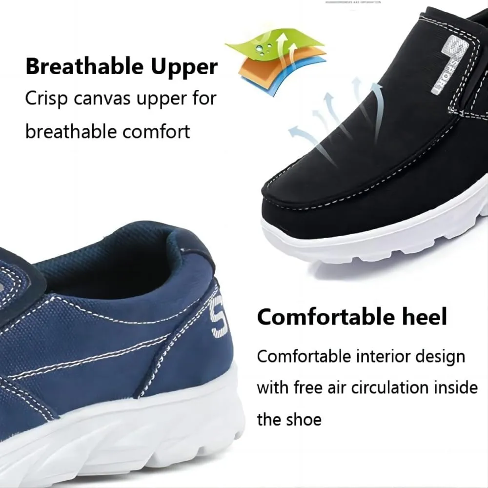 Men's Fashion Canvas Loafers Casual Lightweight Breathable Stretch Flats Outdoor Walking Fit Shoes