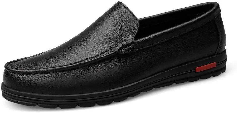 Men's Loafers, Driving Car Slip-On Flat Shoes Casual Work Comfy Moccasins Business Leather Shoes,Black- 45/UK 10.5/US 11