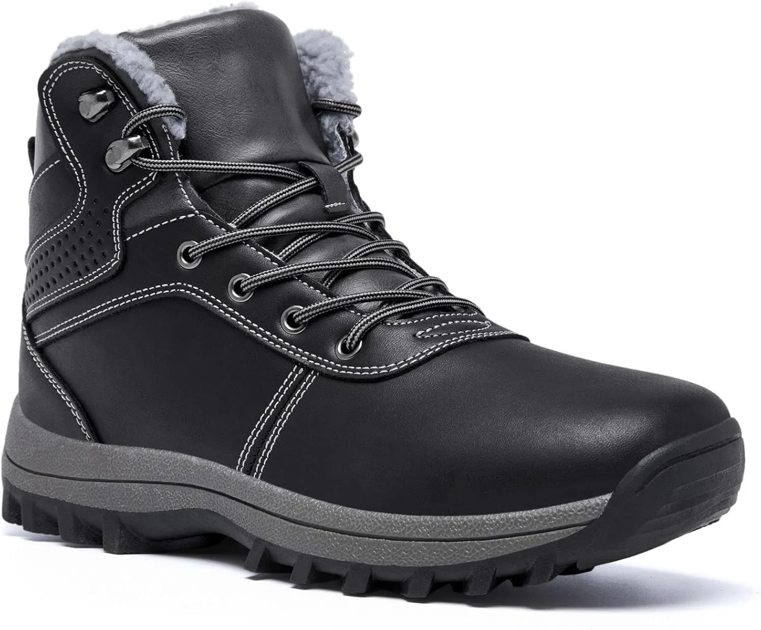 Men's Winter Snow Boots, Waterproof Warm Fur Lining, Non-slip Work Ankle Shoes, Casual Lightweight Hiking, Outdoor Hiking Boots