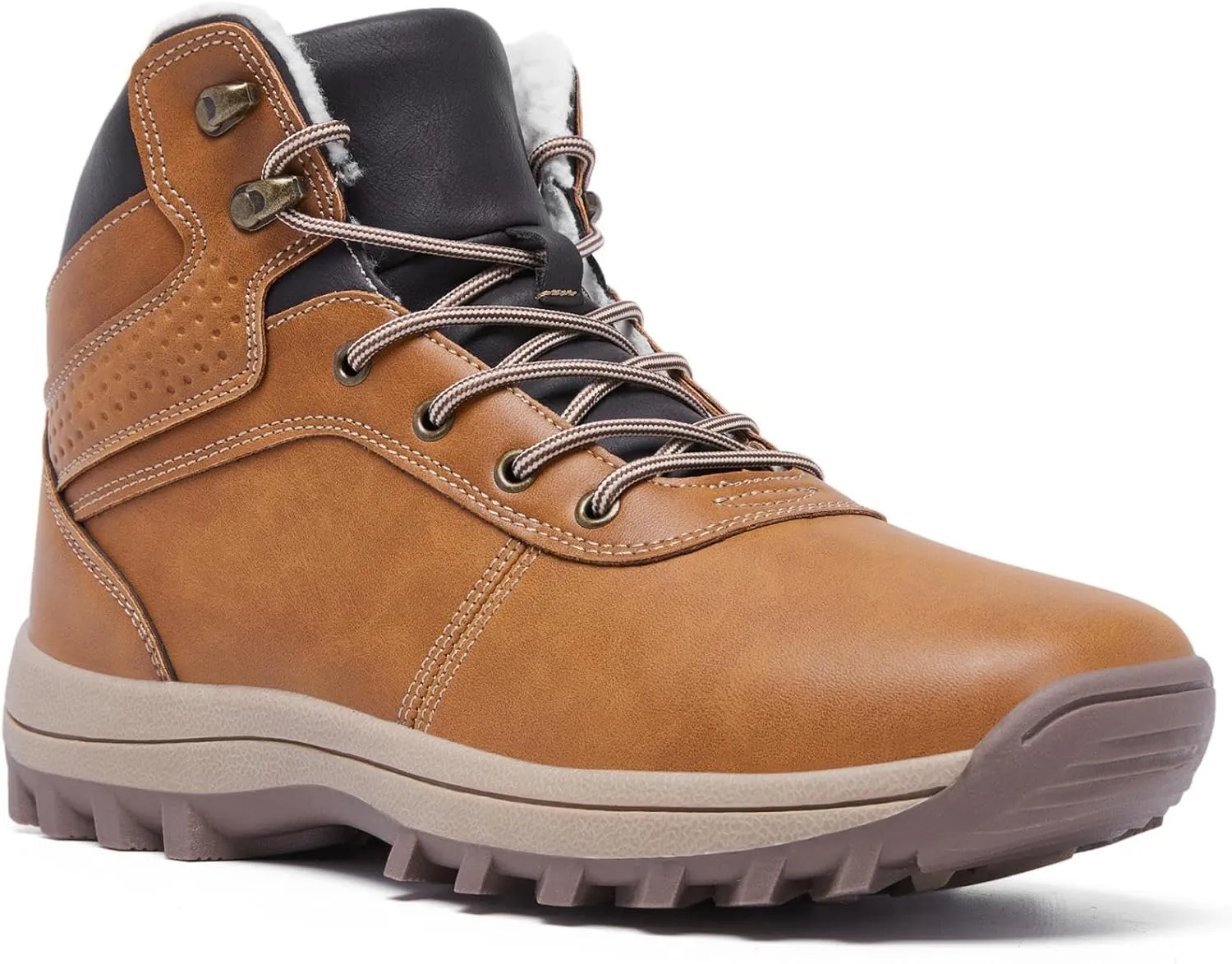 Men's Winter Snow Boots, Waterproof Warm Fur Lining, Non-slip Work Ankle Shoes, Casual Lightweight Hiking, Outdoor Hiking Boots