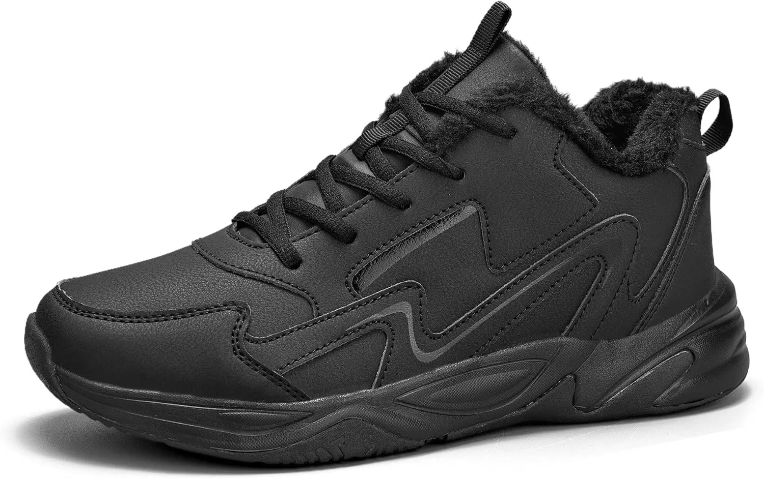 Mens Winter Trekking Snow Boots Water Resistant Shoes Anti-Slip Fully Fur Lined Casual Lightweight Hiking Boot Warm Waterproof Lightweight Outdoor Sneakers Winter Shoes
