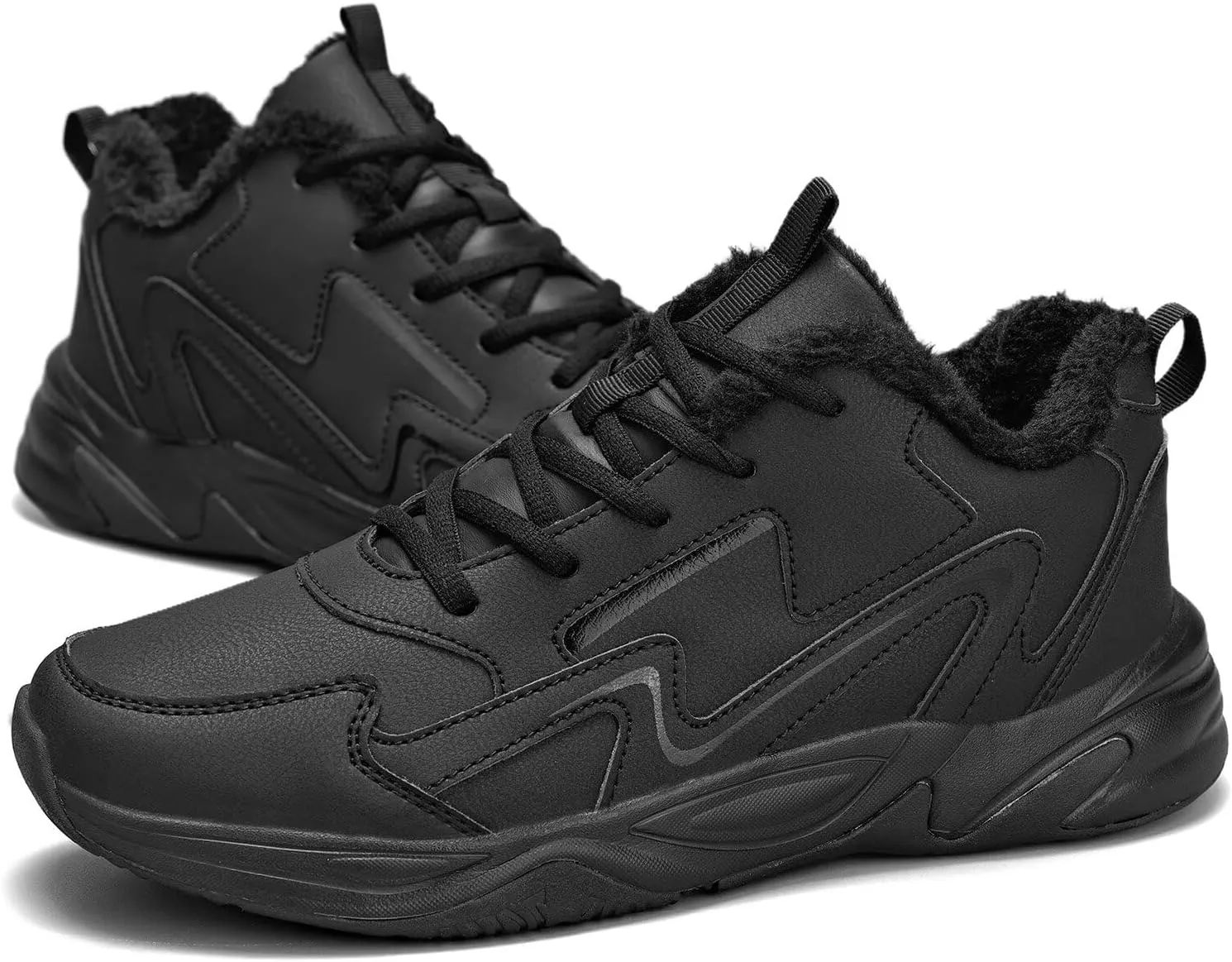 Mens Winter Trekking Snow Boots Water Resistant Shoes Anti-Slip Fully Fur Lined Casual Lightweight Hiking Boot Warm Waterproof Lightweight Outdoor Sneakers Winter Shoes