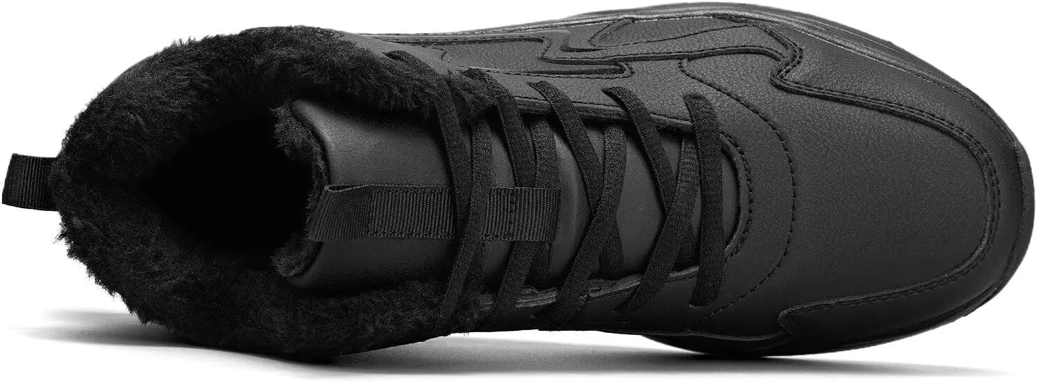Mens Winter Trekking Snow Boots Water Resistant Shoes Anti-Slip Fully Fur Lined Casual Lightweight Hiking Boot Warm Waterproof Lightweight Outdoor Sneakers Winter Shoes
