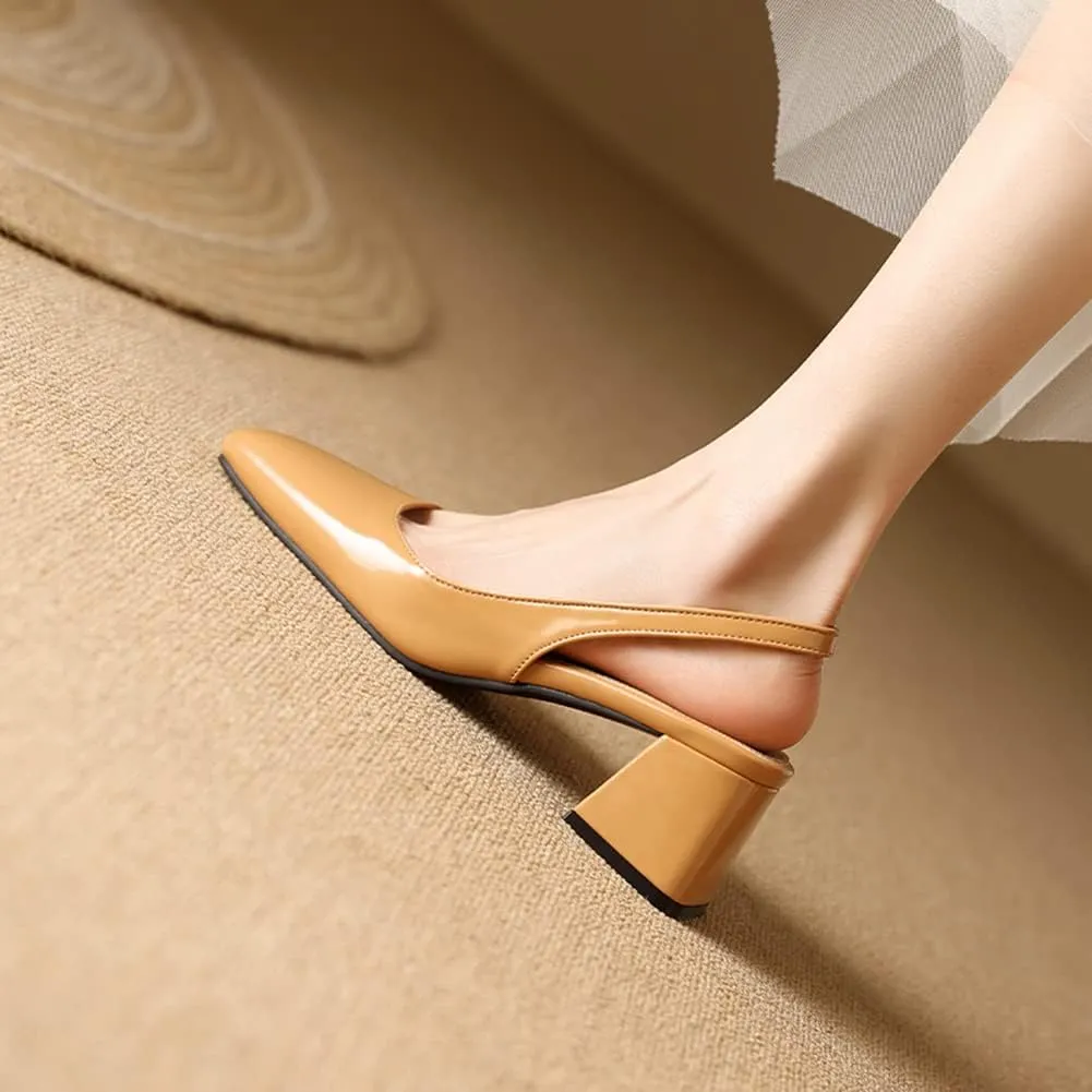 MRKEWUNEY Elegant Womens Chunky Heel Mary Jane Square Toe