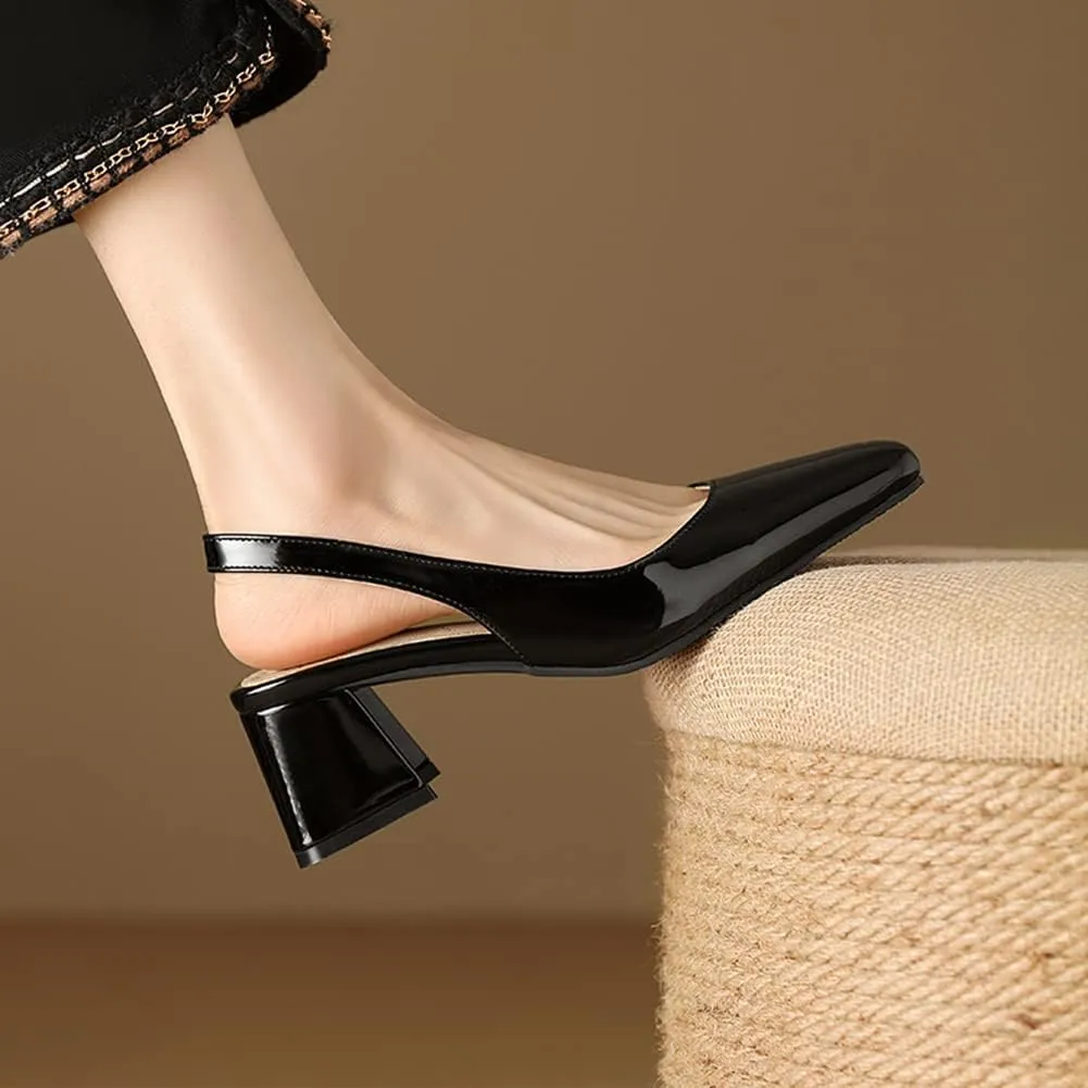 MRKEWUNEY Elegant Womens Chunky Heel Mary Jane Square Toe