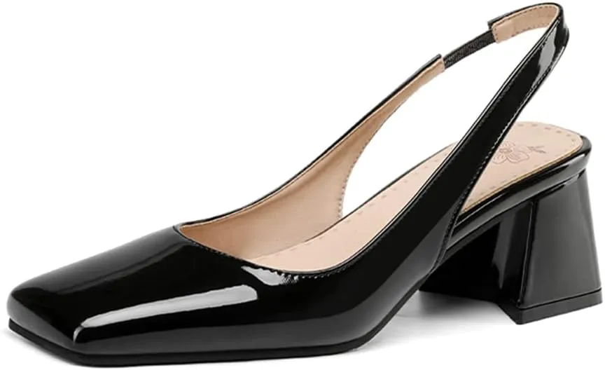 MRKEWUNEY Elegant Womens Chunky Heel Mary Jane Square Toe