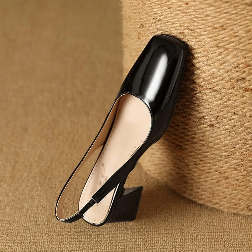 MRKEWUNEY Elegant Womens Chunky Heel Mary Jane Square Toe