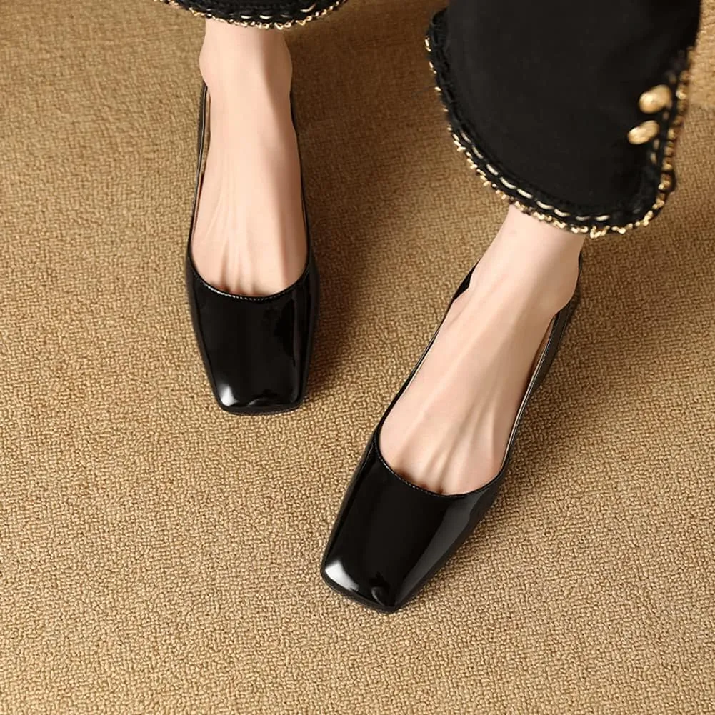 MRKEWUNEY Elegant Womens Chunky Heel Mary Jane Square Toe