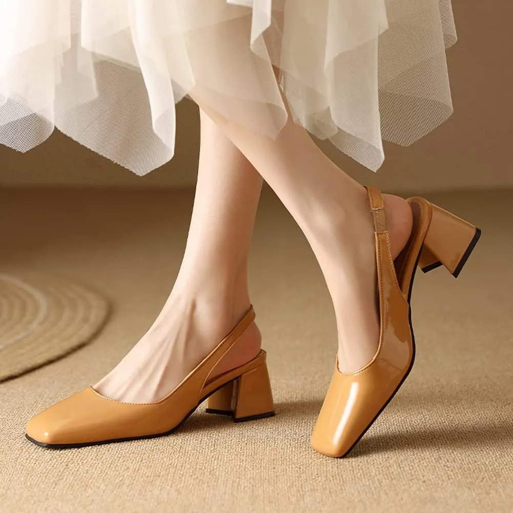 MRKEWUNEY Elegant Womens Chunky Heel Mary Jane Square Toe
