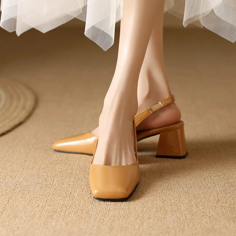 MRKEWUNEY Elegant Womens Chunky Heel Mary Jane Square Toe