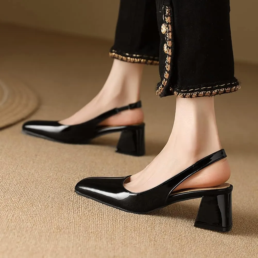 MRKEWUNEY Elegant Womens Chunky Heel Mary Jane Square Toe