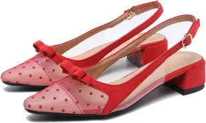 MRKEWUNEY Elegant Womens Clear Slingback Mary Janes Chunky Heel Pumps